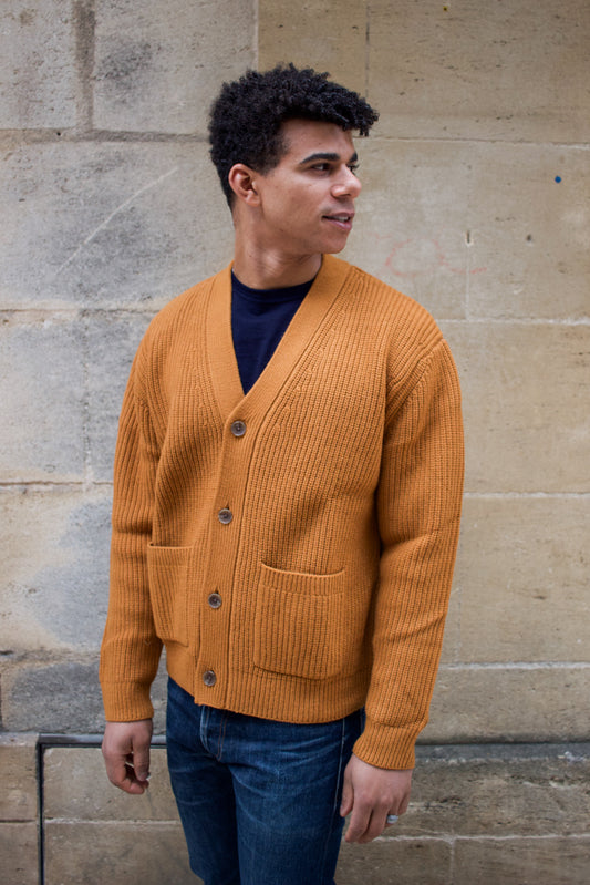 Walker Cardigan Rib - Ochre