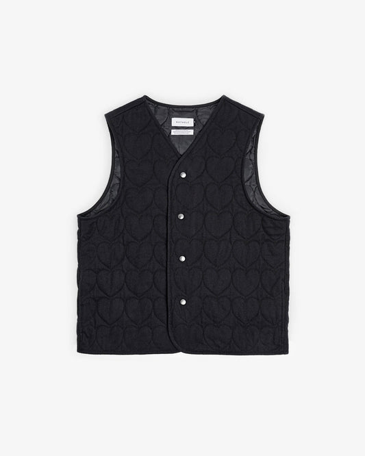 Flannel Quilt Vest - Black Hearts