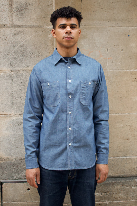 BWS-07 Serviceman Shirt - 5oz Mid Indigo Chambray