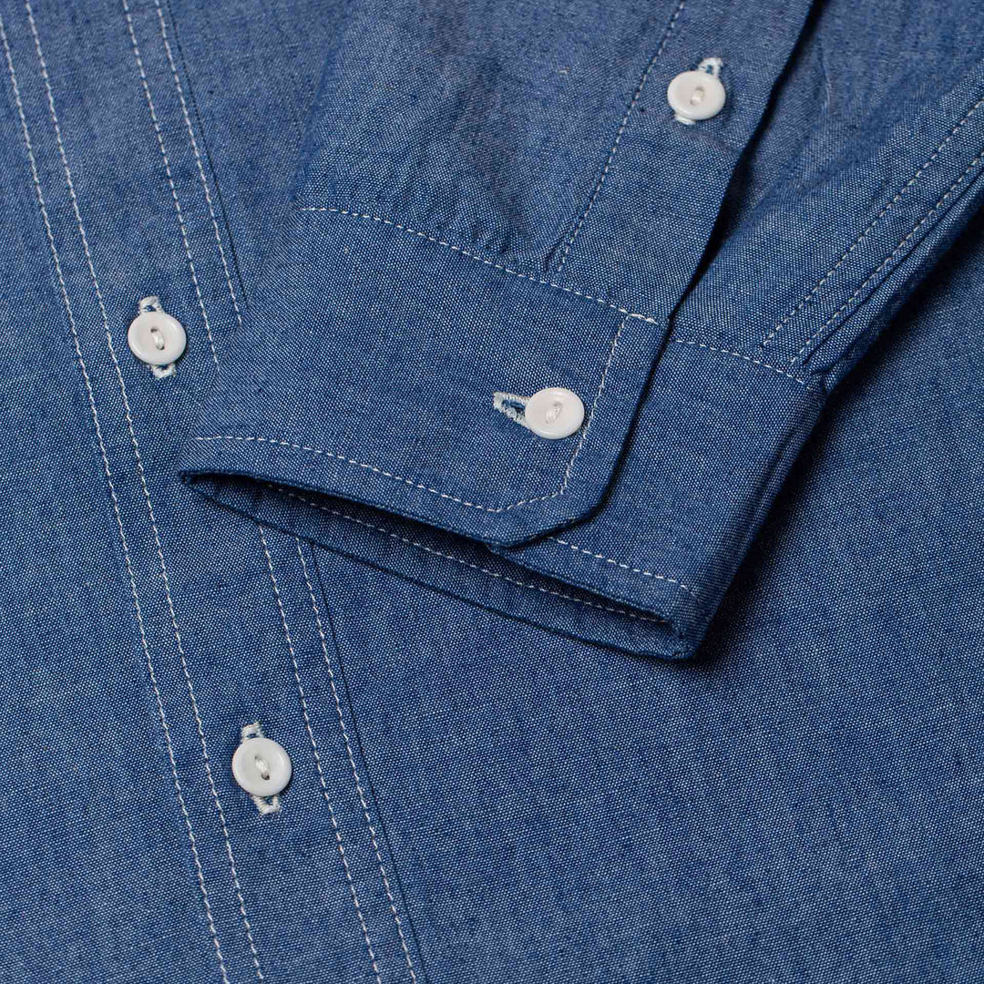 BWS-07 Serviceman Shirt - 5oz Mid Indigo Chambray