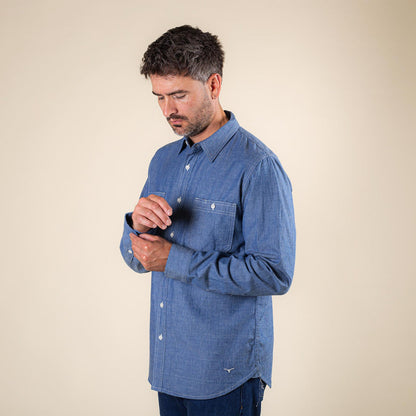 BWS-07 Serviceman Shirt - 5oz Mid Indigo Chambray