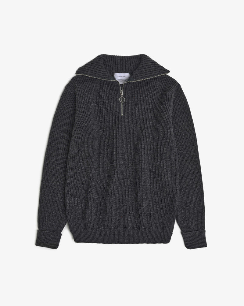 Heavy Knit Troyer - Warm Anthracite
