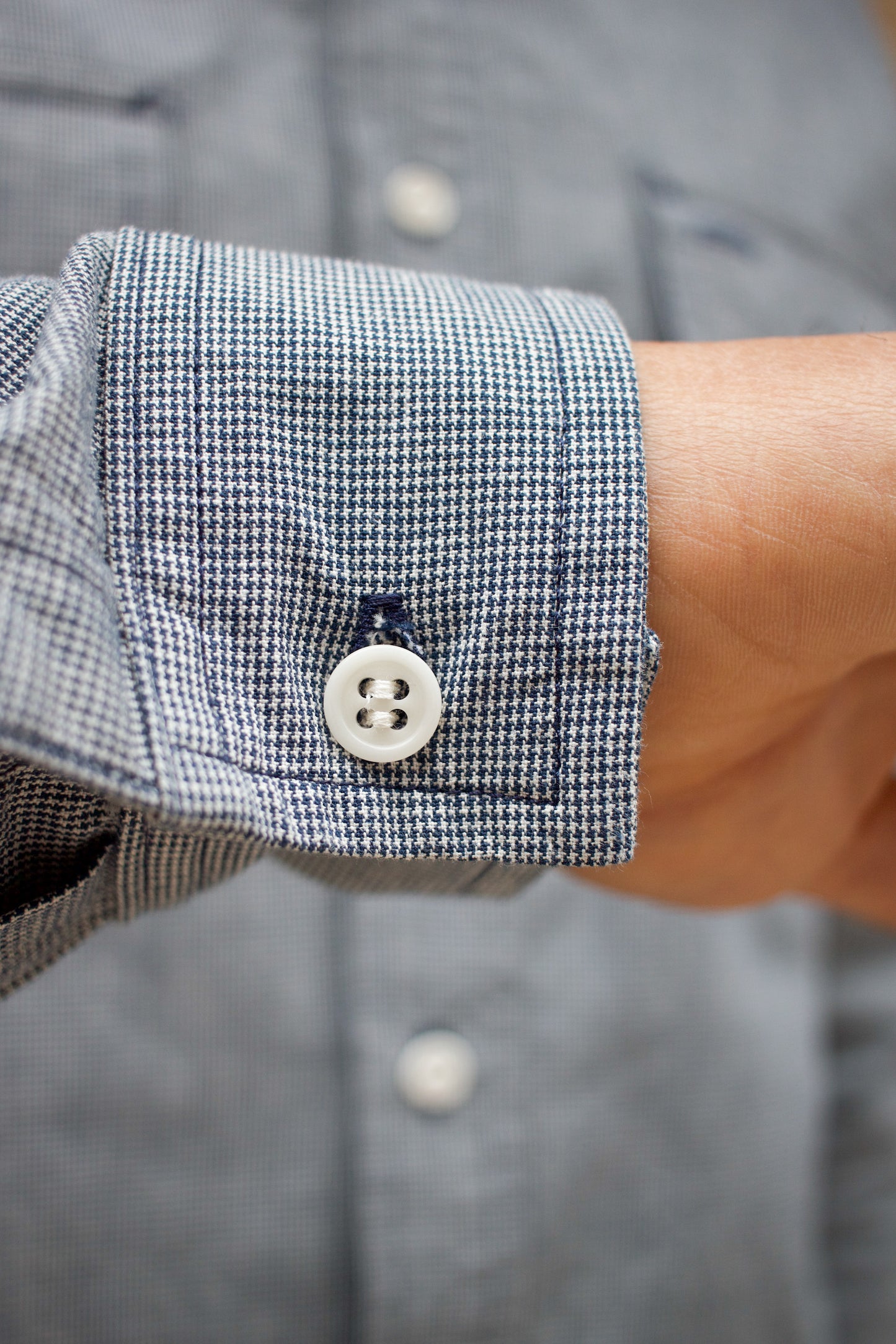 BWS-06 Worker Shirt - 6oz Navy Houndstooth