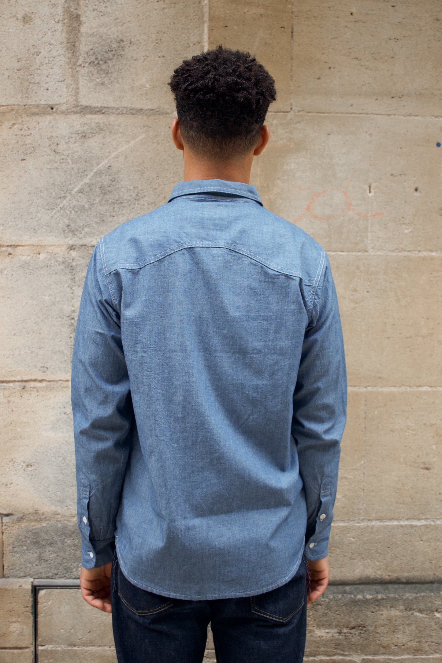 BWS-07 Serviceman Shirt - 5oz Mid Indigo Chambray