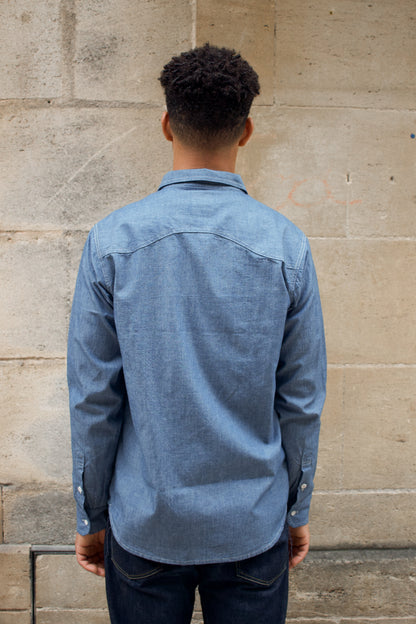 BWS-07 Serviceman Shirt - 5oz Mid Indigo Chambray