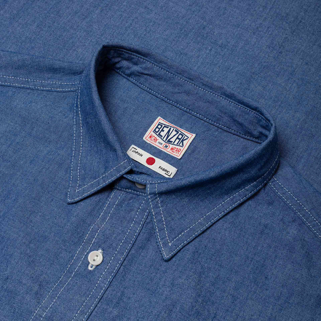 BWS-07 Serviceman Shirt - 5oz Mid Indigo Chambray