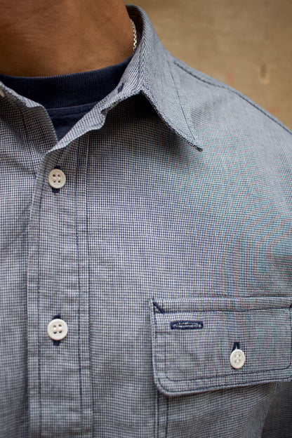 BWS-06 Worker Shirt - 6oz Navy Houndstooth