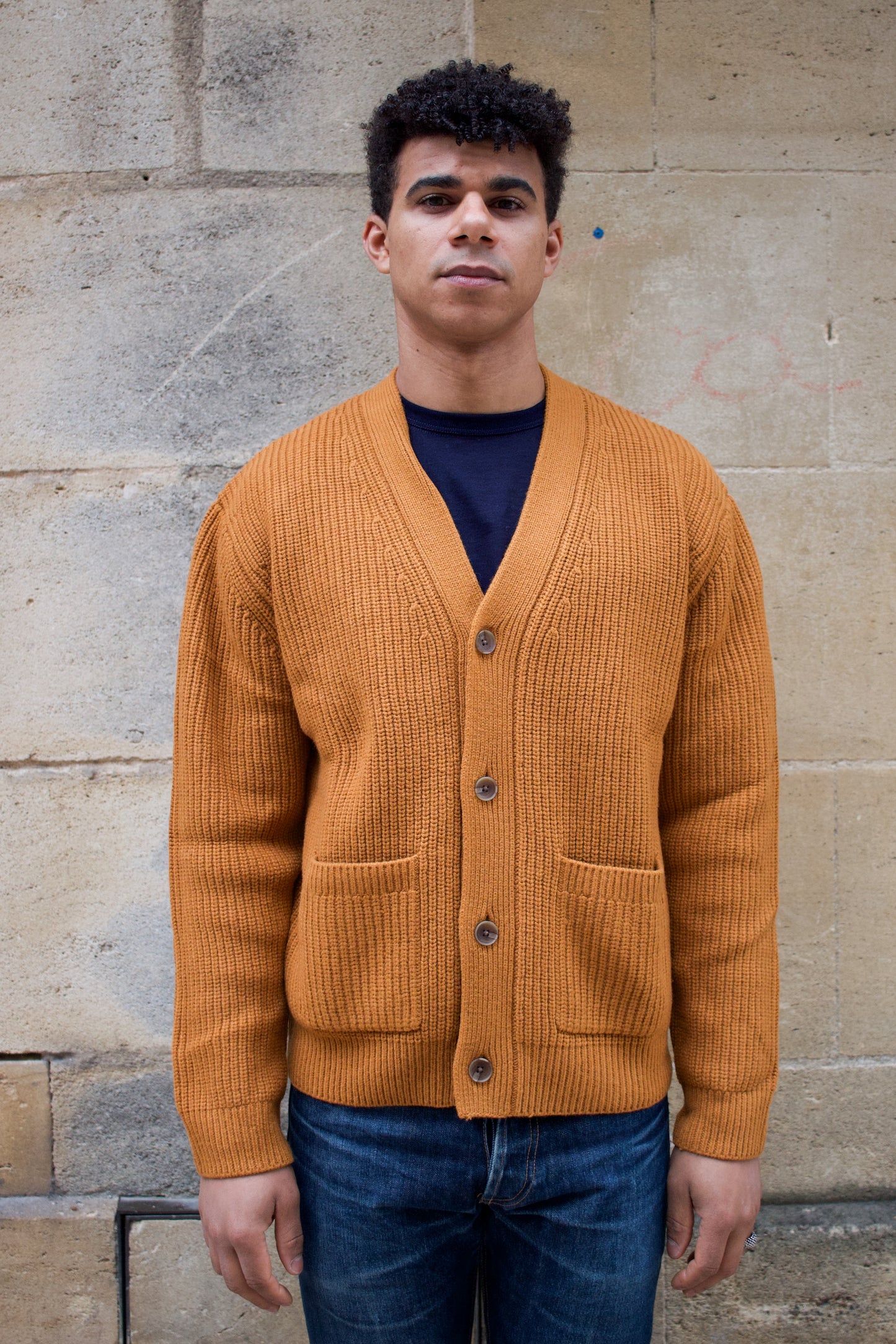 Walker Cardigan Rib - Ochre