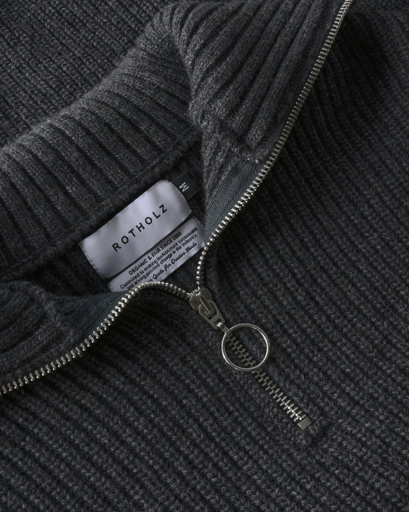 Heavy Knit Troyer - Warm Anthracite