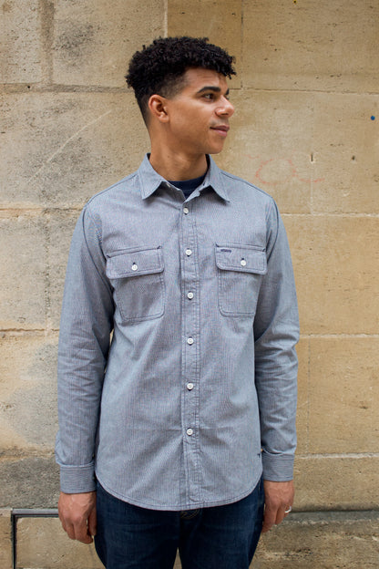 BWS-06 Worker Shirt - 6oz Navy Houndstooth