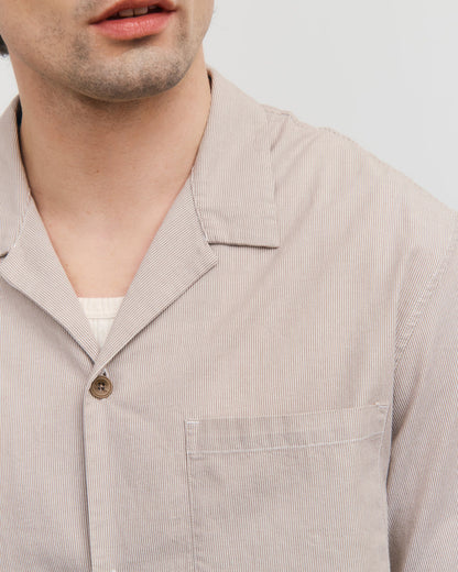 Bowling Shirt - Beige Stripes