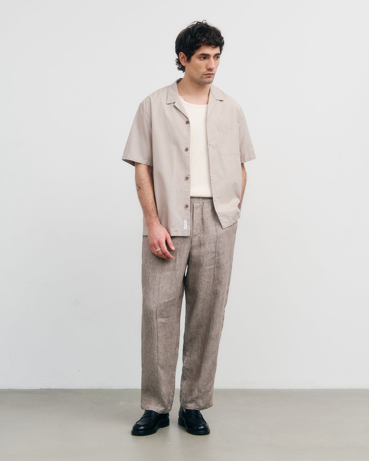 Bowling Shirt - Beige Stripes