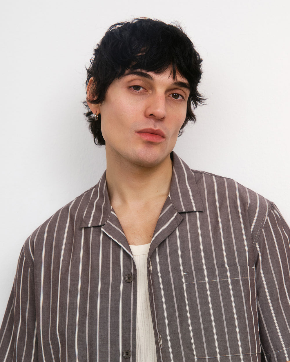 Bowling Shirt - Brown Stripes