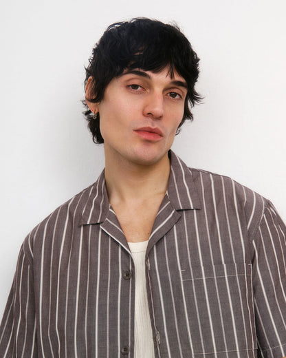 Bowling Shirt - Brown Stripes