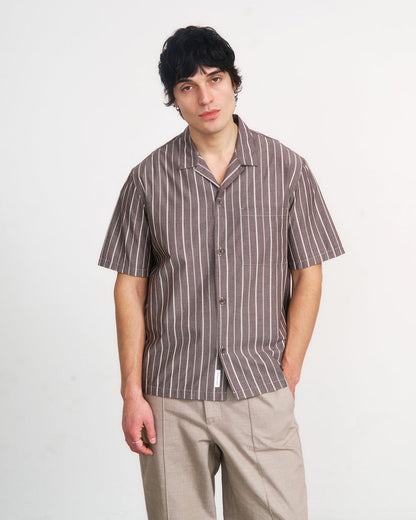 Bowling Shirt - Brown Stripes