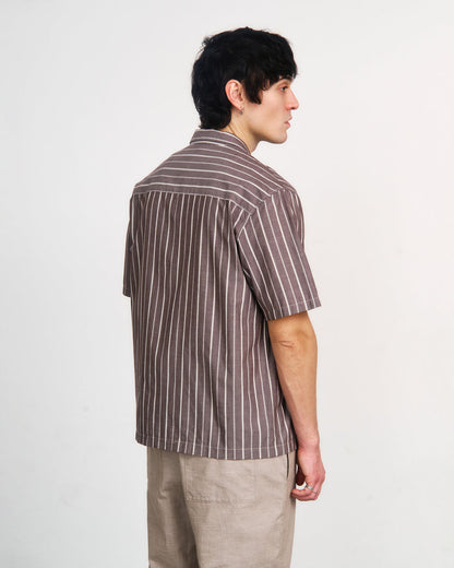 Bowling Shirt - Brown Stripes