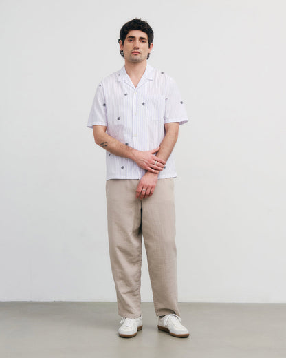 Bowling Shirt - Flower Stripes