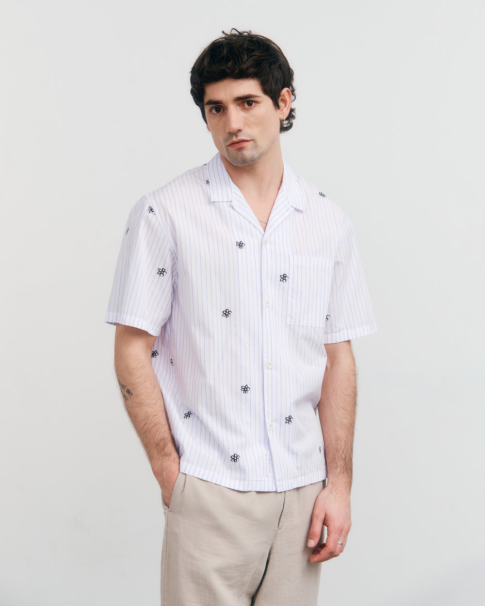 Bowling Shirt - Flower Stripes
