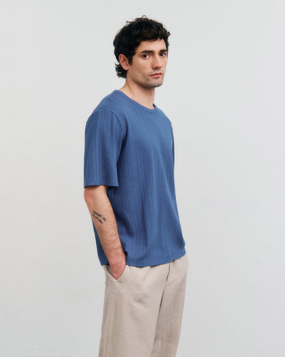 Ribbed Tee - Ocean Blue