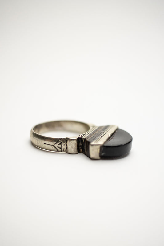 Touareg Silver Ring - Black Onyx - Size 55