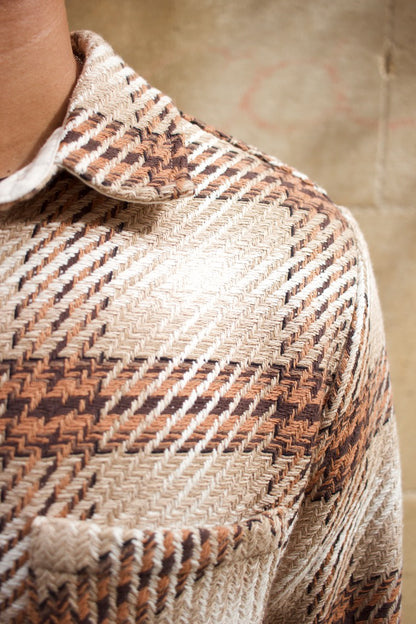 Whiting Overshirt - Overlap Check - Natural/Ecru