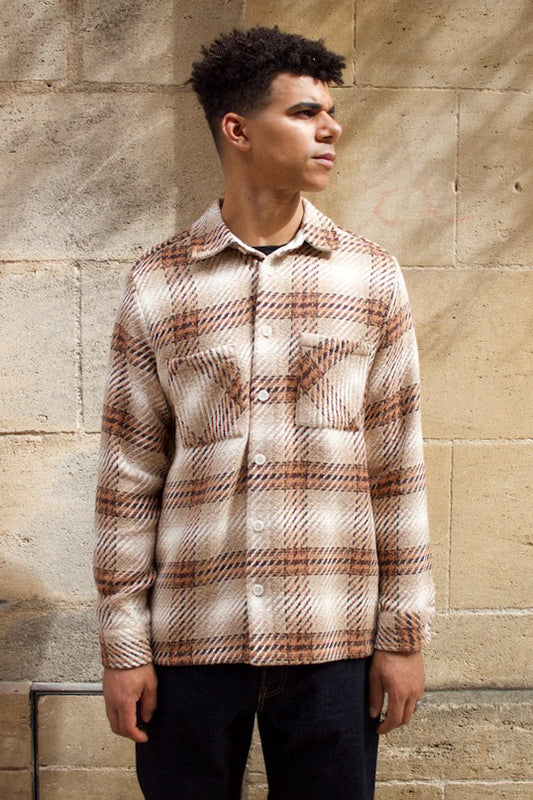 Whiting Overshirt - Overlap Check - Natural/Ecru