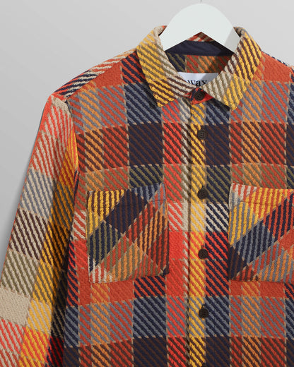 Whiting Overshirt - Pike Check - Orange/Multi