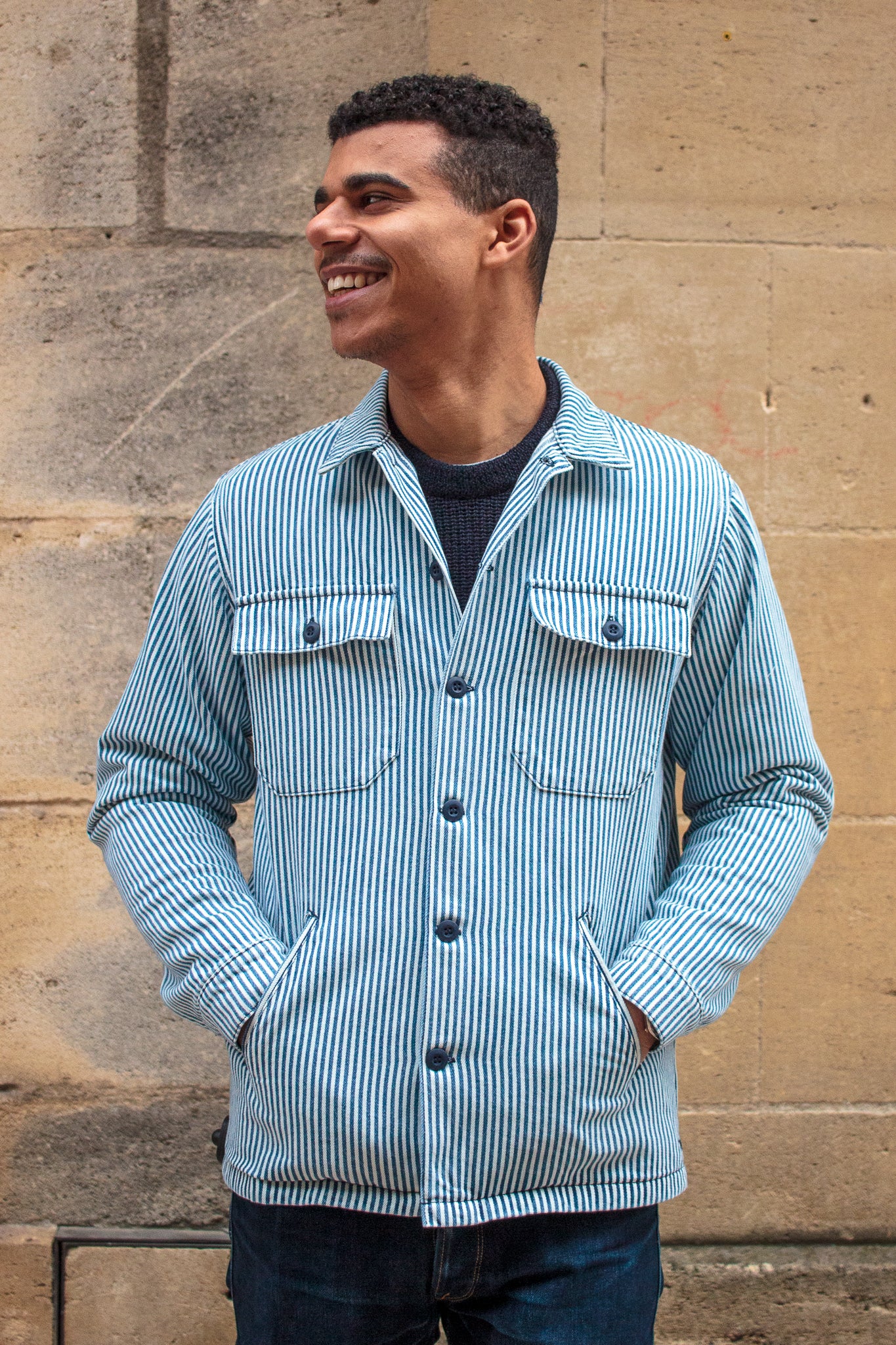 BWS-03 Military Overshirt - 12.7oz Hickory Stripe