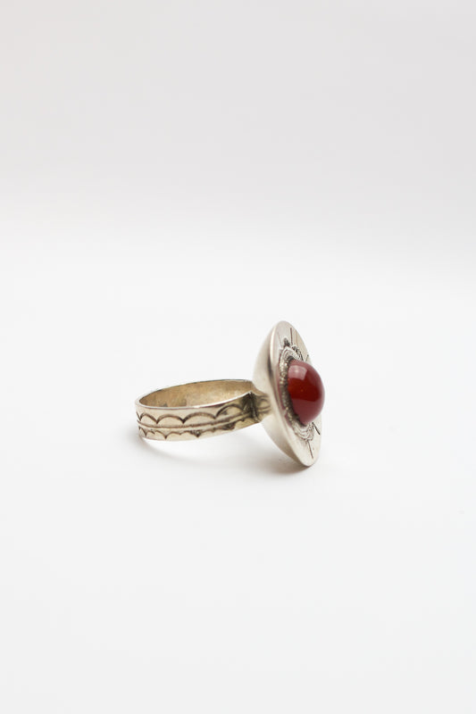 Touareg Silver Ring - Red Agate - Size 57