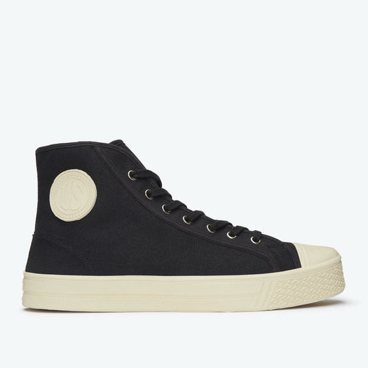 High Top Vulcanised - Black / White Sole